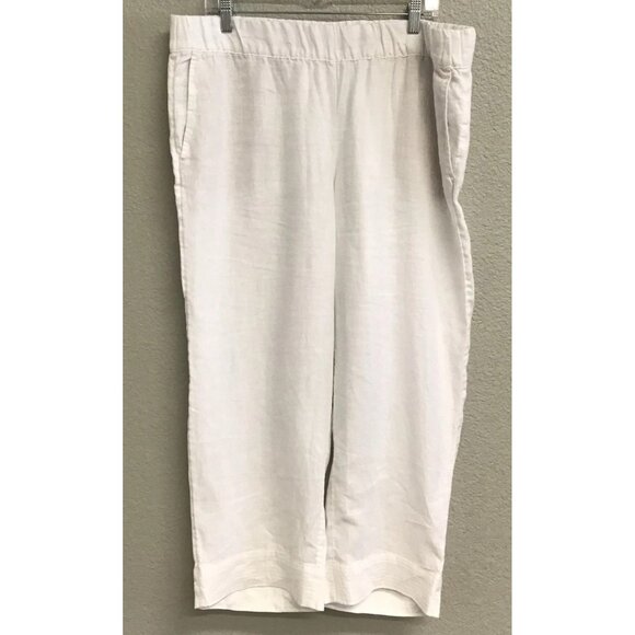 Pure J Jill Love Linen Women’s Wide Leg Pants Crop Women’s Size Large White - Picture 1 of 10